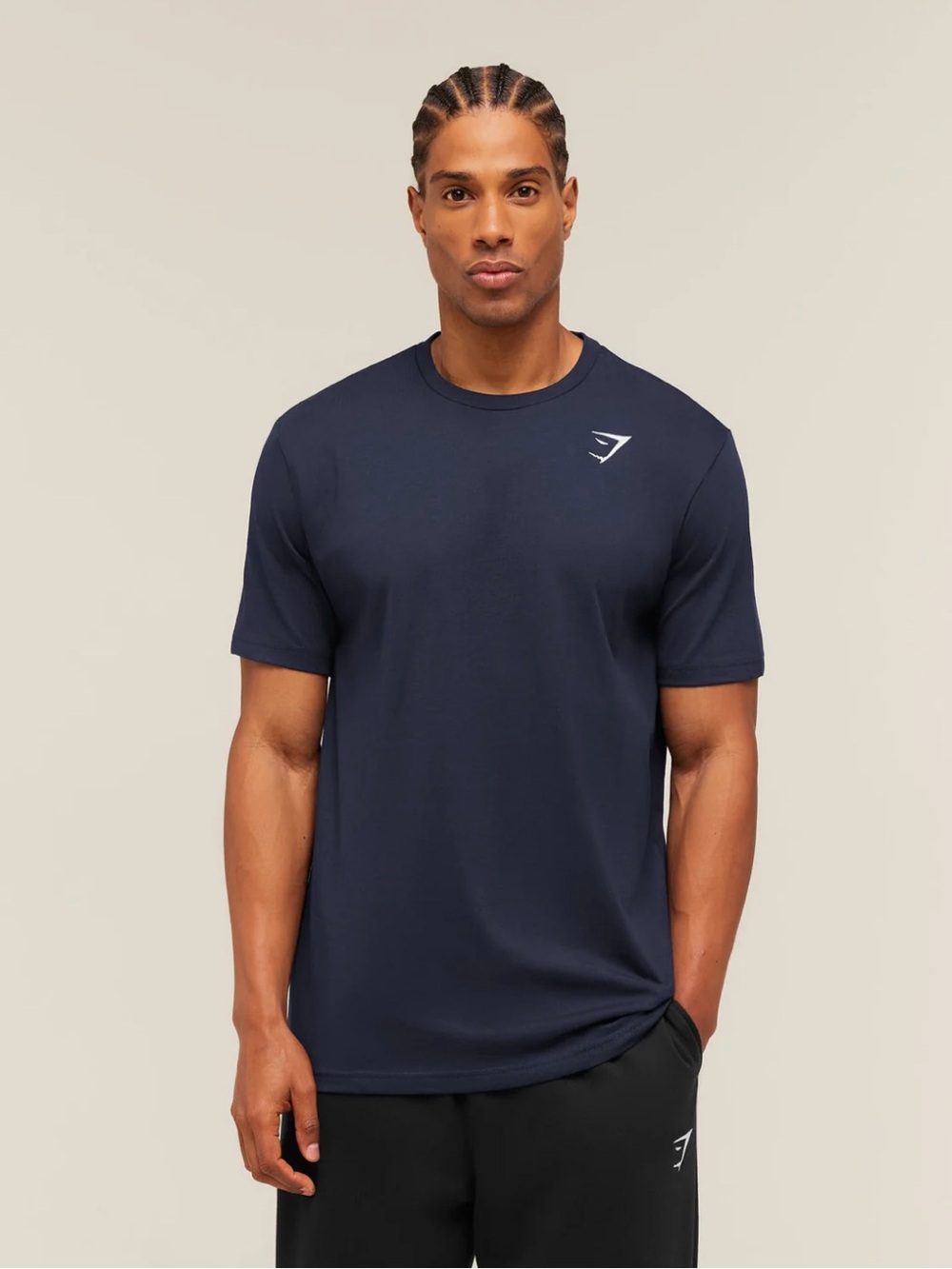 Gymshark Navy Short Sleeve Athletic Tee with Small White Logo